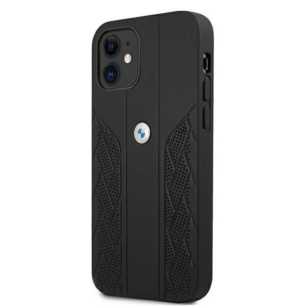 BMW BMW Läder Curve Perforate Skal iPhone 12 mini - Svart