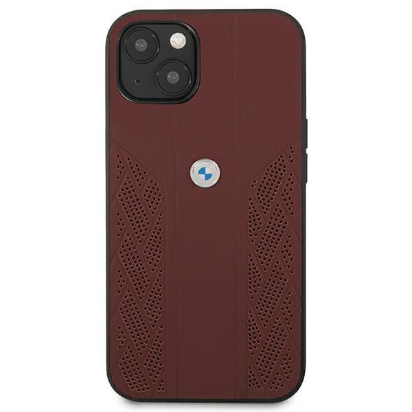 BMW BMW Läder Curve Perforate Skal iPhone 13 - Röd