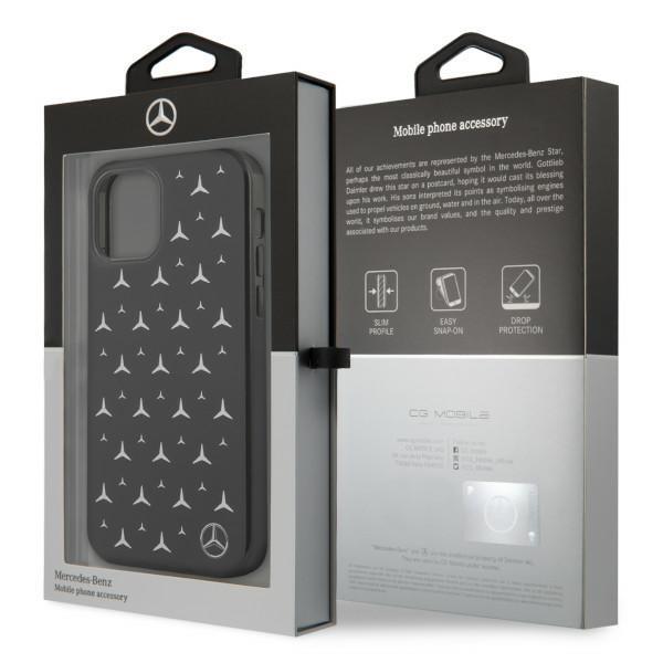 Mercedes Mercedes Silver Stars Pattern Skal iPhone 12 / 12 Pro - Svart