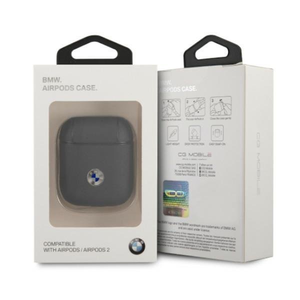 BMW BMW Äkta läder Silver Logo Skal AirPods - Marinblå