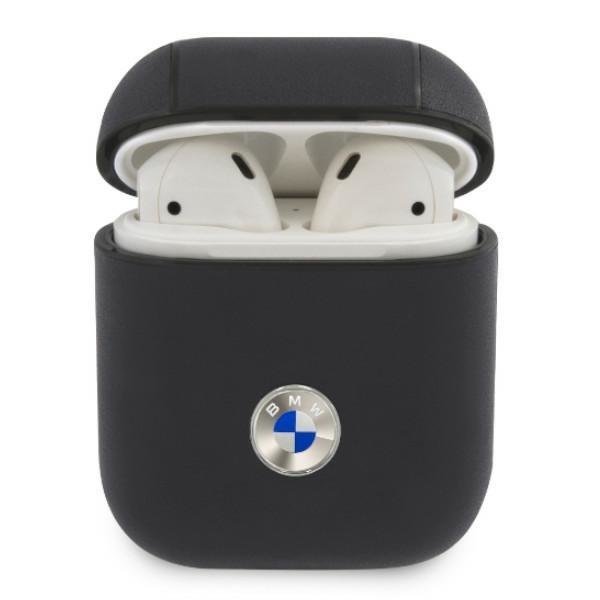 BMW BMW Äkta läder Silver Logo Skal AirPods - Marinblå