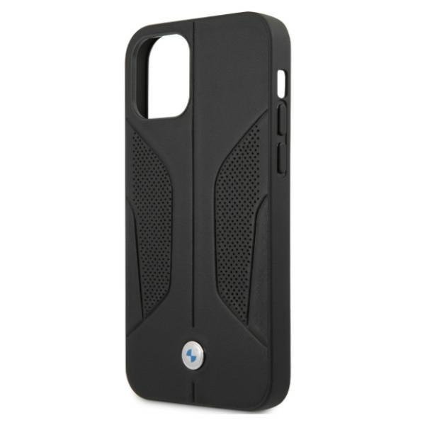 BMW BMW Läder Perforate Sides Skal iPhone 12 / 12 Pro - Svart