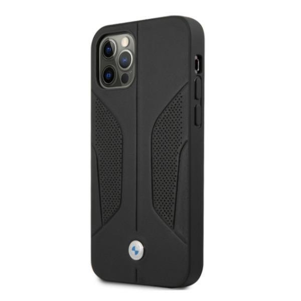 BMW BMW Läder Perforate Sides Skal iPhone 12 Pro Max - Svart