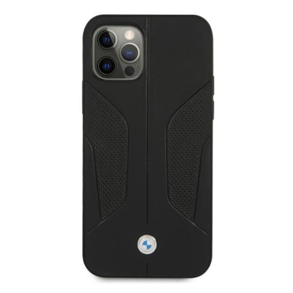 BMW BMW Läder Perforate Sides Skal iPhone 12 Pro Max - Svart