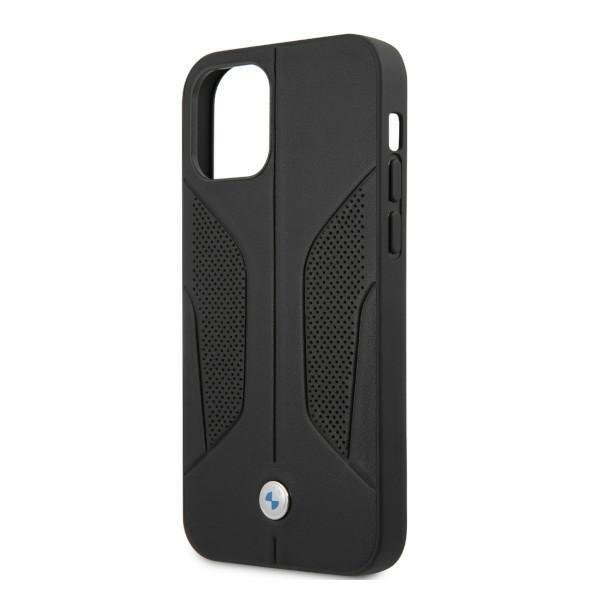 BMW BMW Läder Perforate Sides Skal iPhone 12 Pro Max - Svart