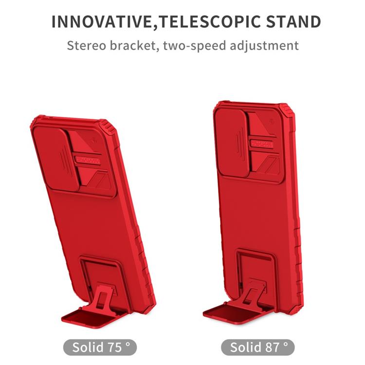 OEM Galaxy A12 4G Skal Kickstand Kameraskydd Slide - Röd