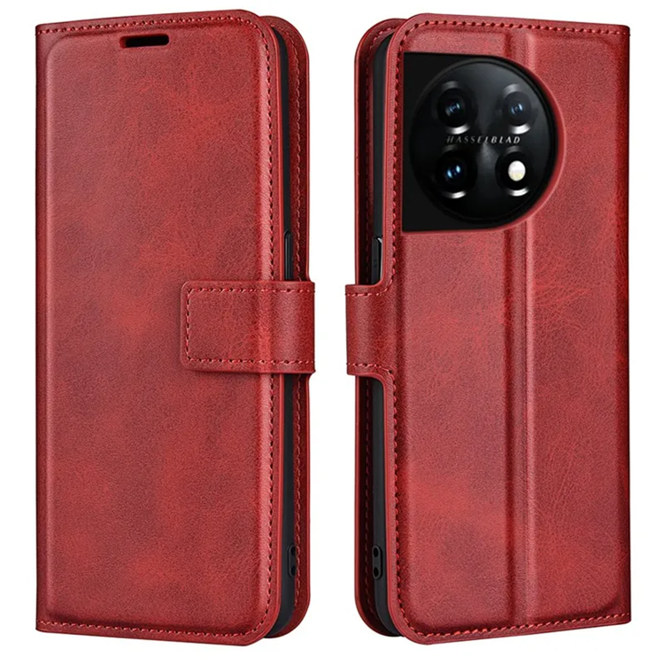 OEM OnePlus 11 5G Plånboksfodral Calf Texture Flip - Röd