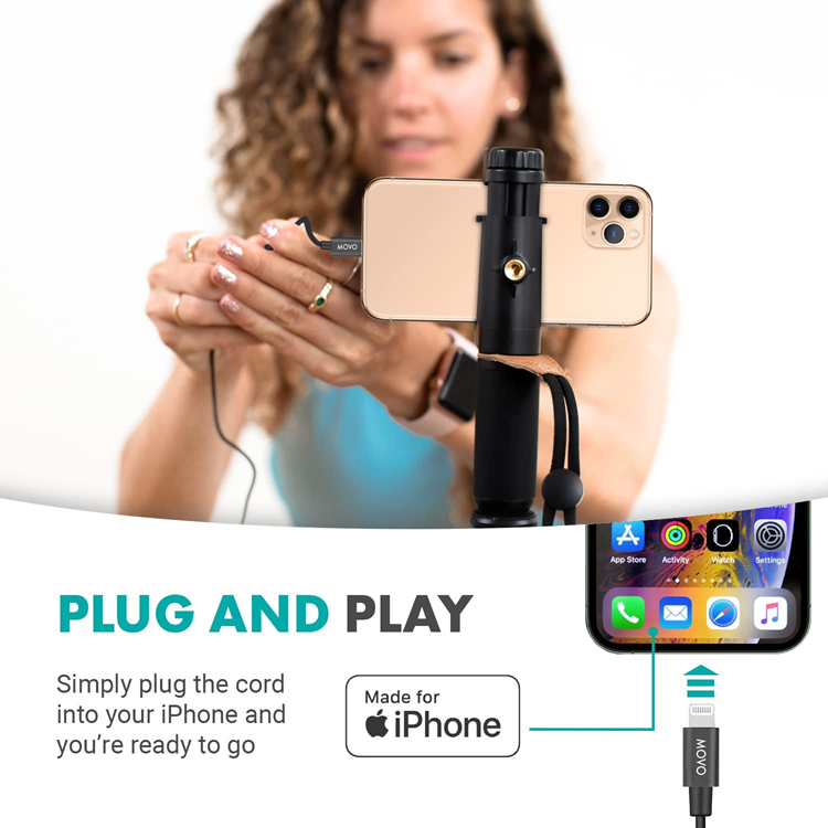 Lavalier Lavalier Wired Omnidirectional Lightning Clip On Mikrofoner - Svart