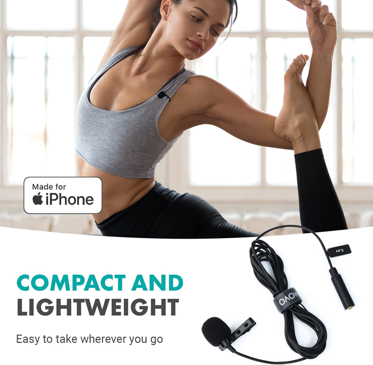 Lavalier Lavalier Wired Omnidirectional Lightning Clip On Mikrofoner - Svart