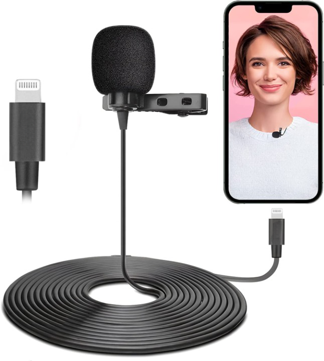 Lavalier Lavalier Wired Omnidirectional Lightning Clip On Mikrofoner - Svart