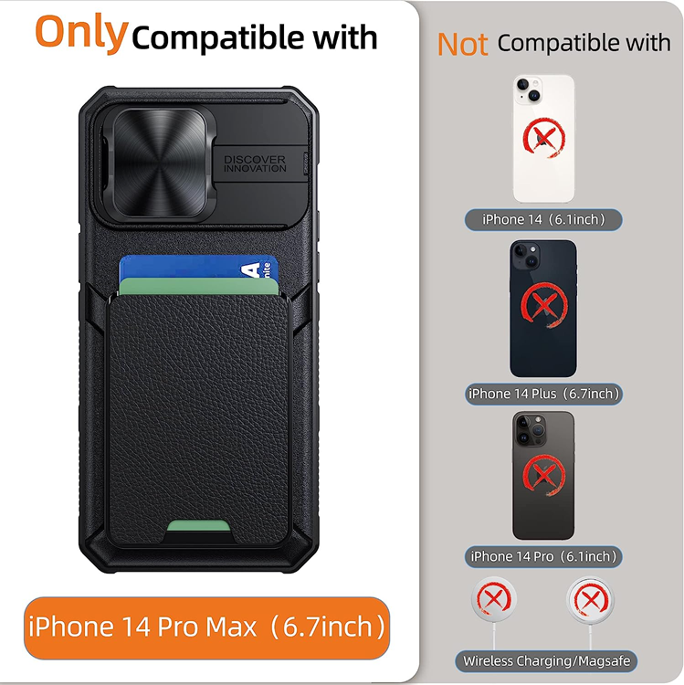 OEM Mobilskal till iPhone 14 Plus Korthållare Kamera Slider - Svart