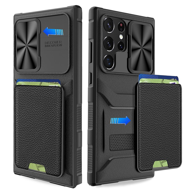 OEM Mobilskal till Galaxy S23 Plus Korthållare Kamera Slider - Svart