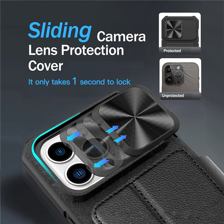 OEM iPhone 14 Plus Plånboksfodral PU Läder Shockproof - Svart