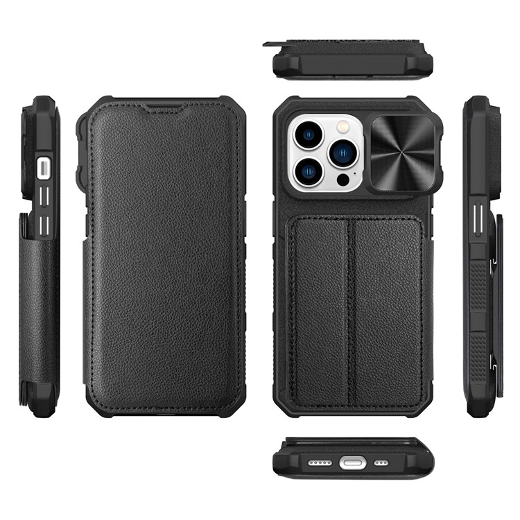 OEM iPhone 14 Plus Plånboksfodral PU Läder Shockproof - Svart