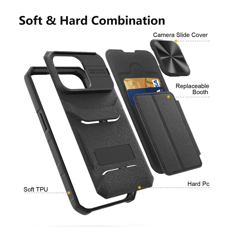 OEM iPhone 14 Plus Plånboksfodral PU Läder Shockproof - Svart