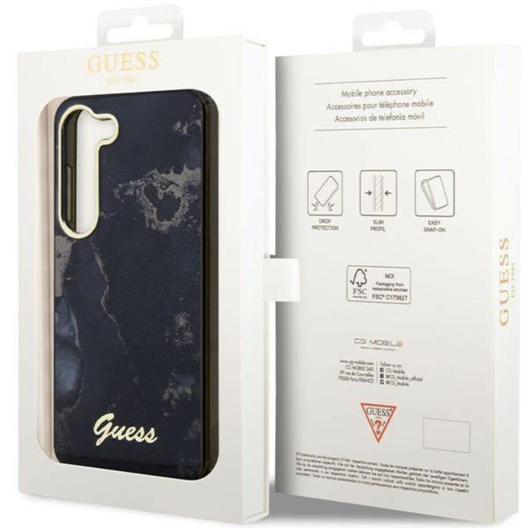 Guess Guess Mobilskal till Galaxy S23 Golden Marble Collection - Svart