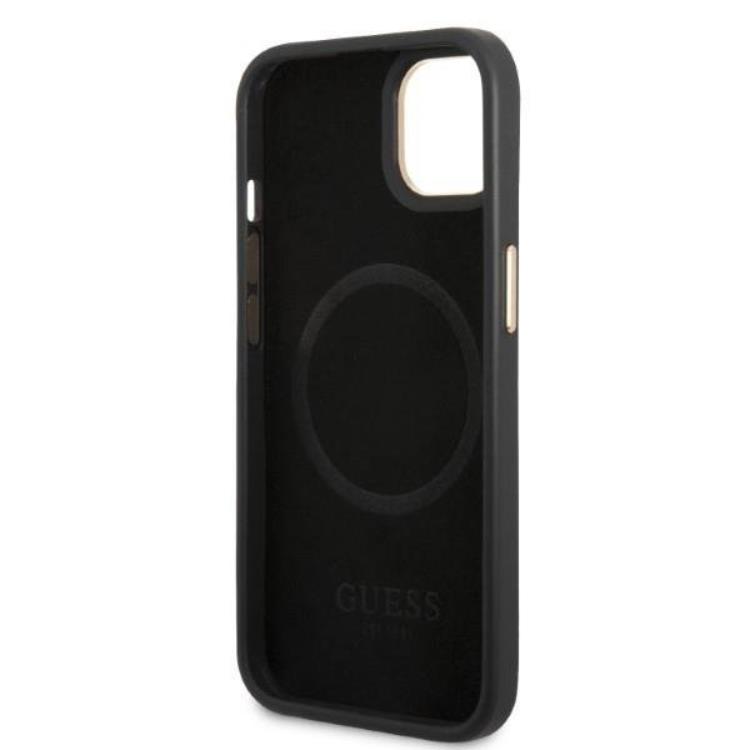 Guess Guess Mobilskal till iPhone 13 Magsafe Peony Logo Plate - Svart