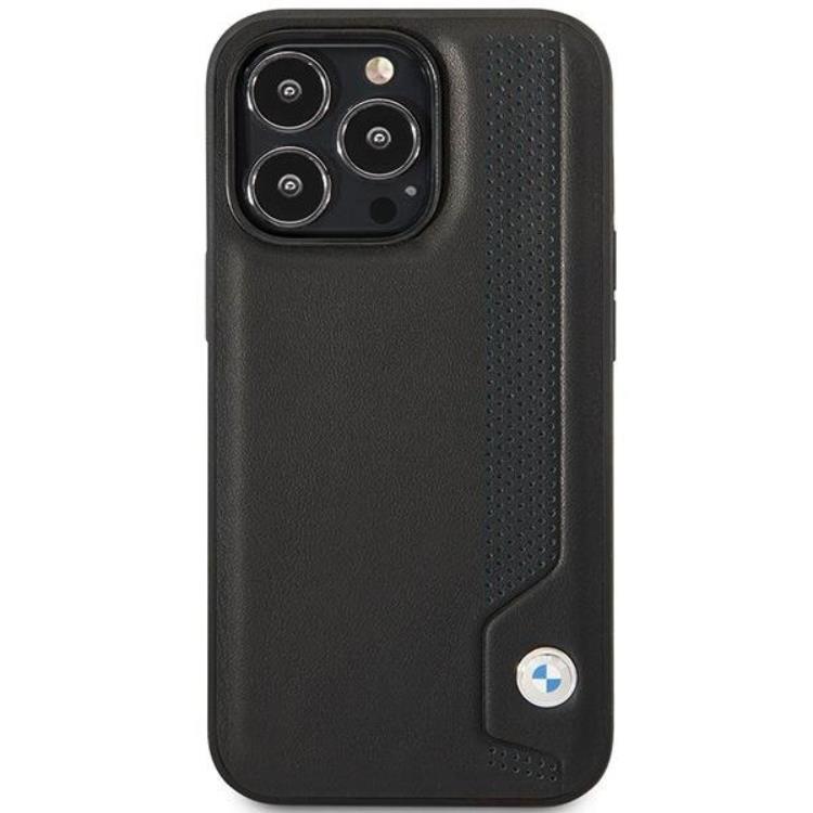 BMW BMW Mobilskal till iPhone 14 Pro Max Läder Blue Dots - Svart