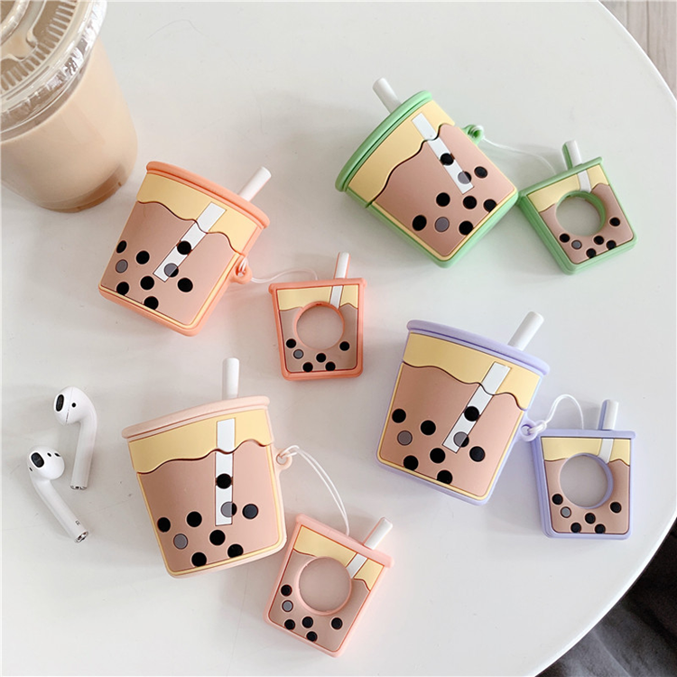 OEM AirPods 1/2 Skal Boba Milk Tea Silikon - Beige