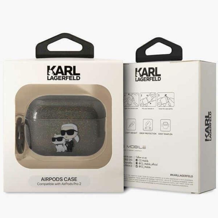 KARL LAGERFELD Karl Lagerfeld Airpods Pro 2 Skal Gliter Karl&Choupette Svart