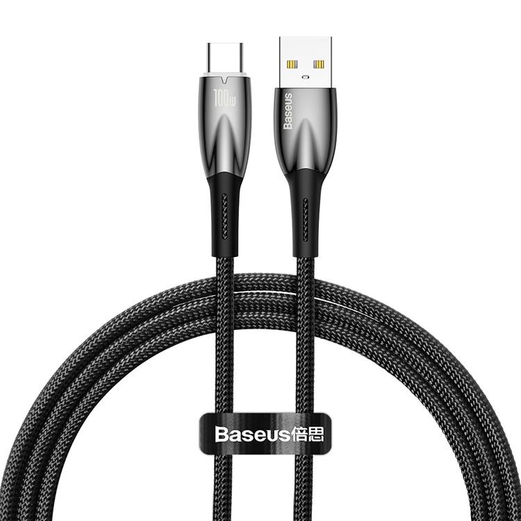 BASEUS Baseus USB-C till USB-A kabel 1M Glimmer Series - Svart