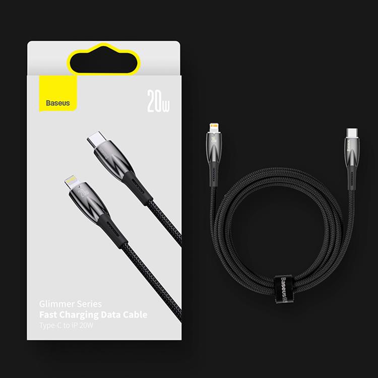 BASEUS Baseus USB-C till USB-A kabel 1M Glimmer Series - Svart