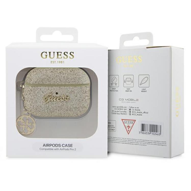 Guess Guess Airpods Pro 2 Skal Glitter Flake Charm - Guld