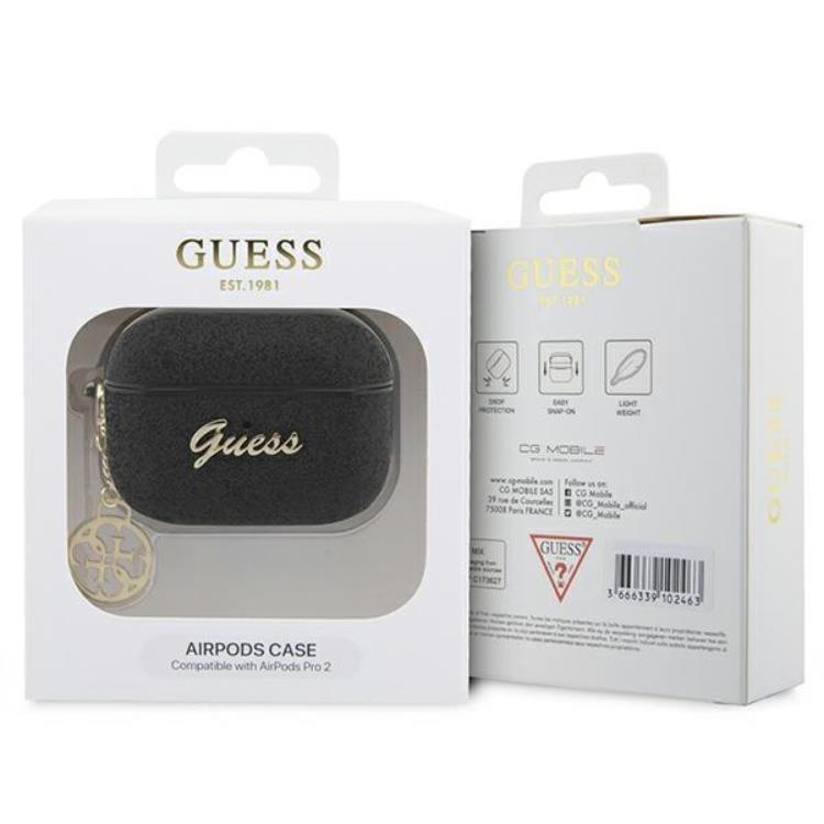 Guess Guess Airpods Pro 2 Skal Glitter Flake Charm - Svart