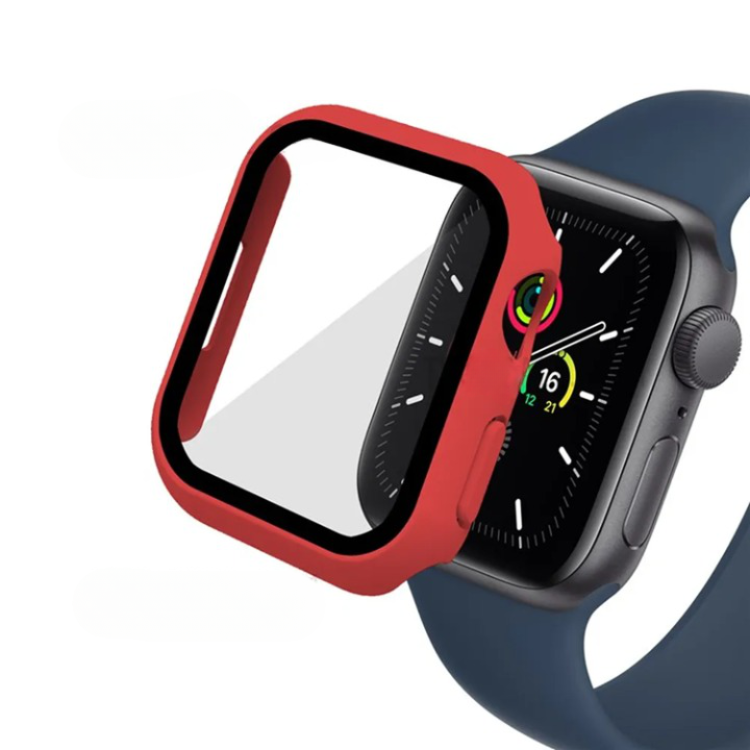 OEM 2-i-1 Skal med Hädat glas Apple Watch 7/8 (45mm) - Röd