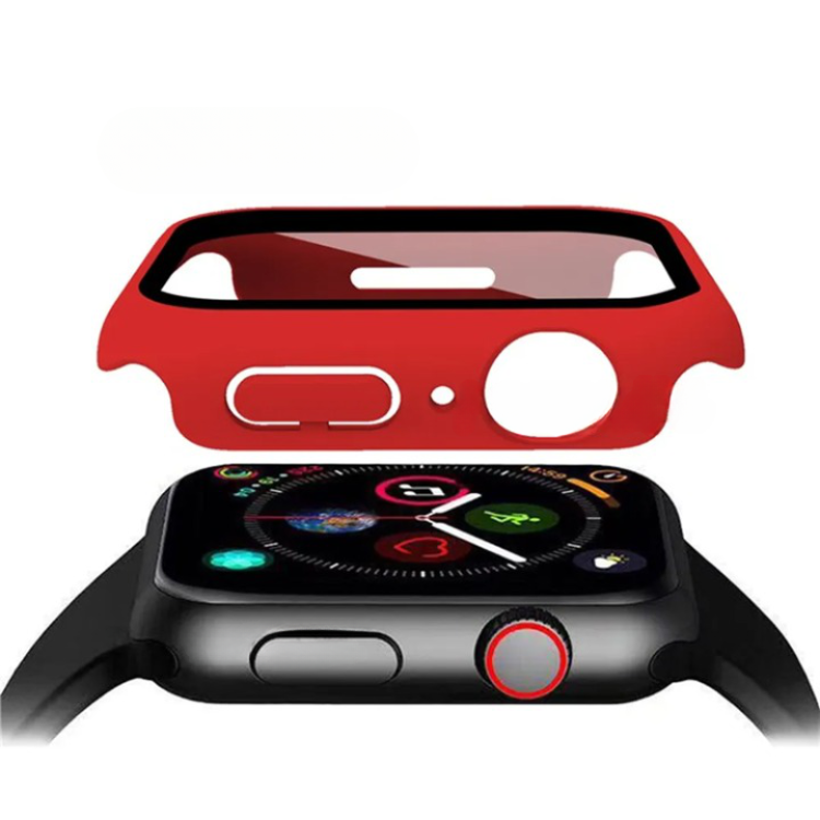 OEM 2-i-1 Skal med Hädat glas Apple Watch 7/8 (45mm) - Röd