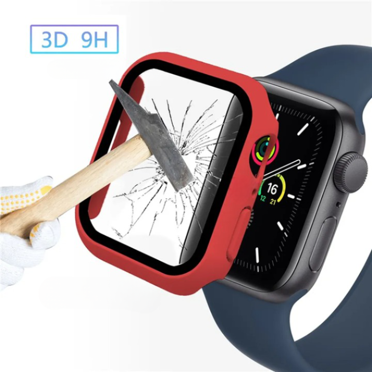 OEM 2-i-1 Skal med Hädat glas Apple Watch 7/8 (45mm) - Röd