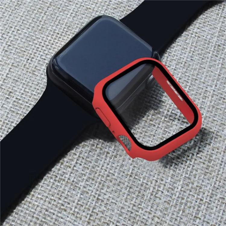 OEM 2-i-1 Skal med Hädat glas Apple Watch 7/8 (45mm) - Röd