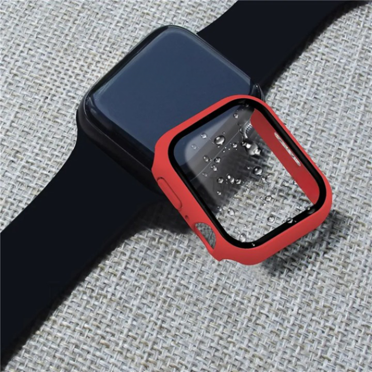 OEM 2-i-1 Skal med Hädat glas Apple Watch 7/8 (45mm) - Röd