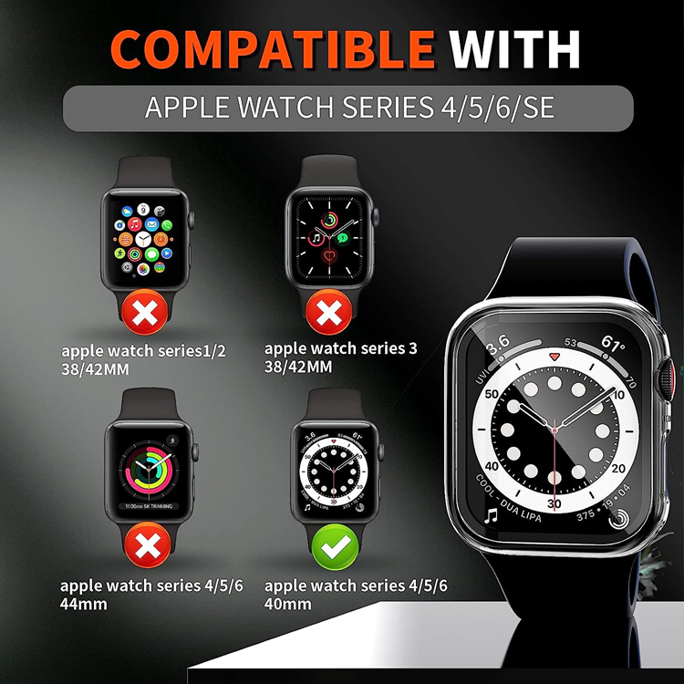 OEM 2-i-1 Skal med Hädat glas Apple Watch 7/8 (38mm) - Clear