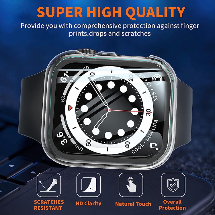 OEM 2-i-1 Skal med Hädat glas Apple Watch 7/8 (38mm) - Clear