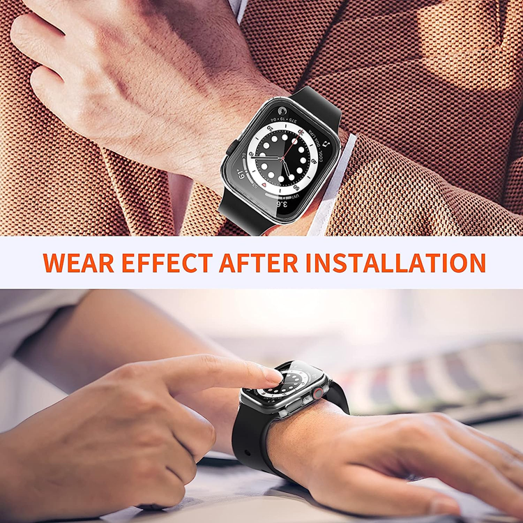 OEM 2-i-1 Skal med Hädat glas Apple Watch 7/8 (38mm) - Clear