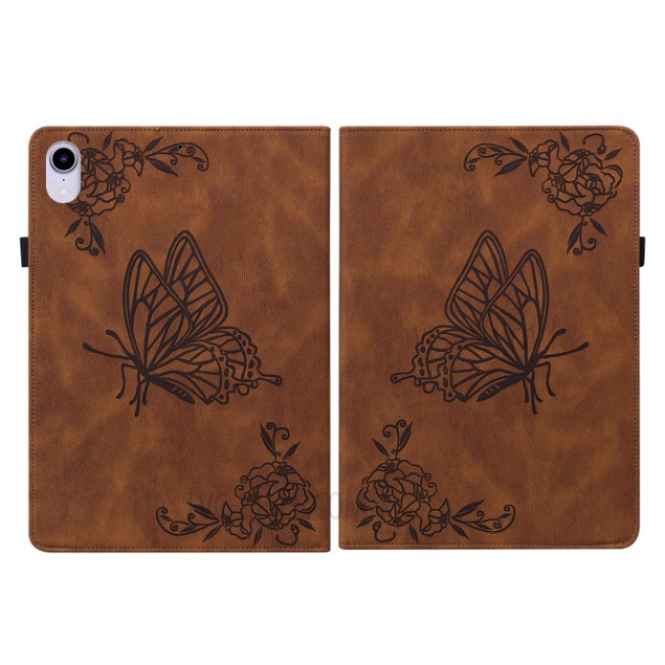 OEM iPad mini 6 (2021) Fodral Imprinted Butterfly Flower - Brun