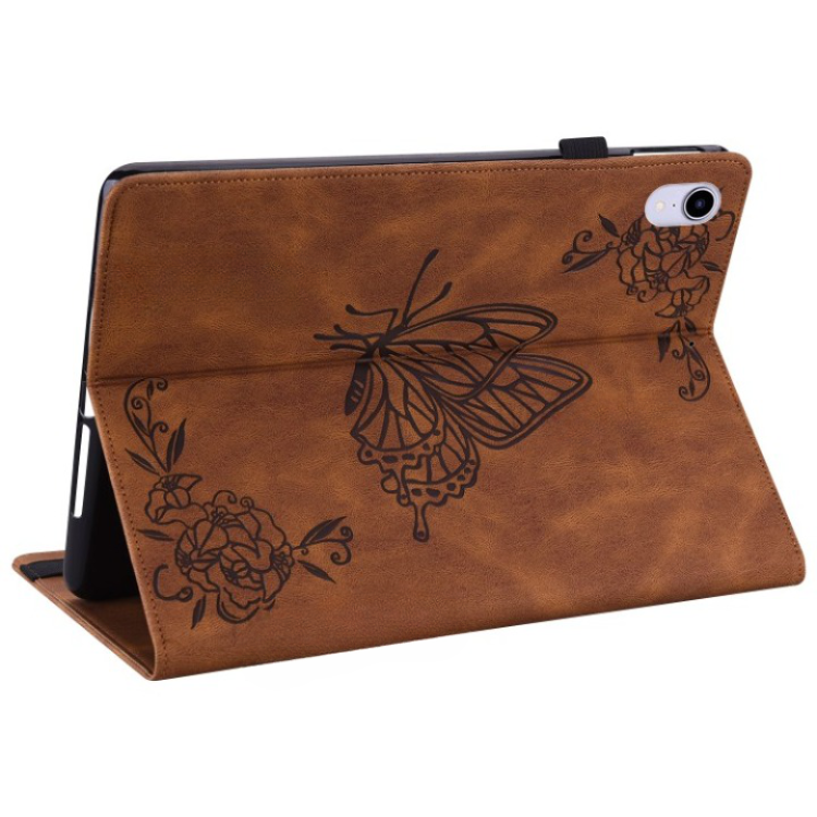 OEM iPad mini 6 (2021) Fodral Imprinted Butterfly Flower - Brun