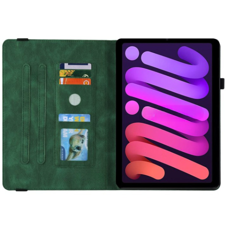 OEM iPad mini 6 (2021) Fodral Imprinted Butterfly Flower - Grön