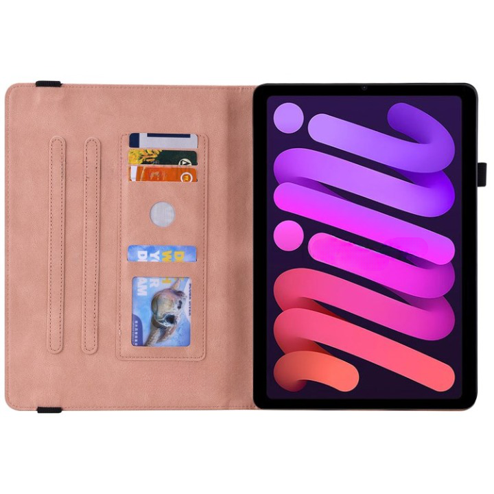 OEM iPad mini 6 (2021) Fodral Imprinted Butterfly Flower - Rosa