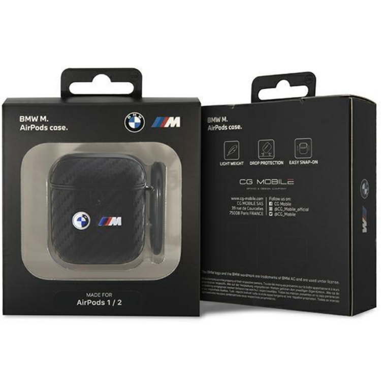 BMW BMW Airpods 1/2 Skal Carbon Double Metal Logo - Svart
