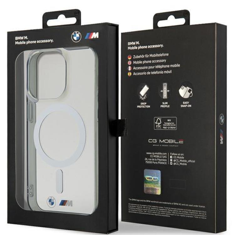 BMW BMW Mobilskal till iPhone 14 Pro Magsafe Silver Ring - Transparent