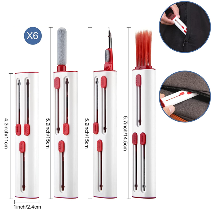 OEM Multifunction Airpods 1/2/3/Pro Cleaner Kit med Soft Brush - Röd