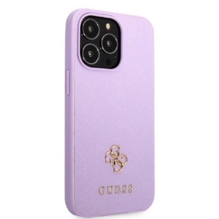 Guess Guess Mobilskal till iPhone 13 Pro Max Saffiano Small Metall Logo - Lila