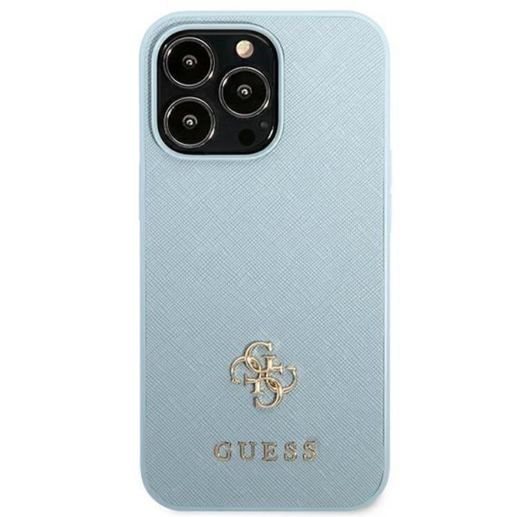Guess Guess Mobilskal till iPhone 13 Pro Saffiano Small Metall Logo - Blå