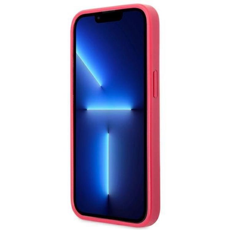 Guess Guess Mobilskal till iPhone 13 Pro Saffiano Small Metall Logo - Rosa