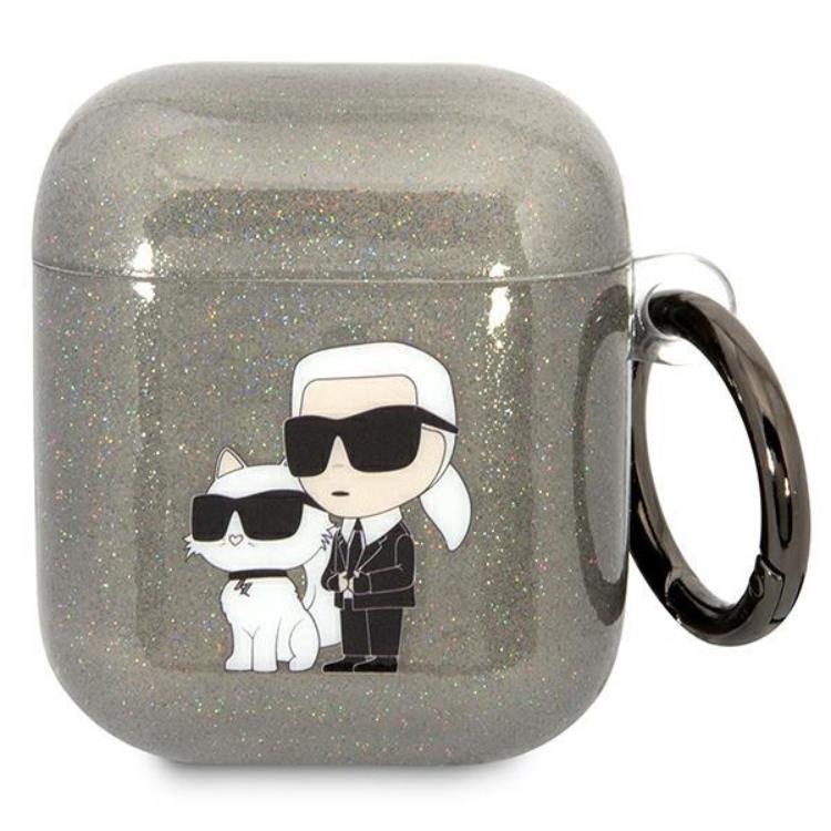 KARL LAGERFELD KARL LAGERFELD AirPods 1/2 Skal Gliter Karl&Choupette - Svart