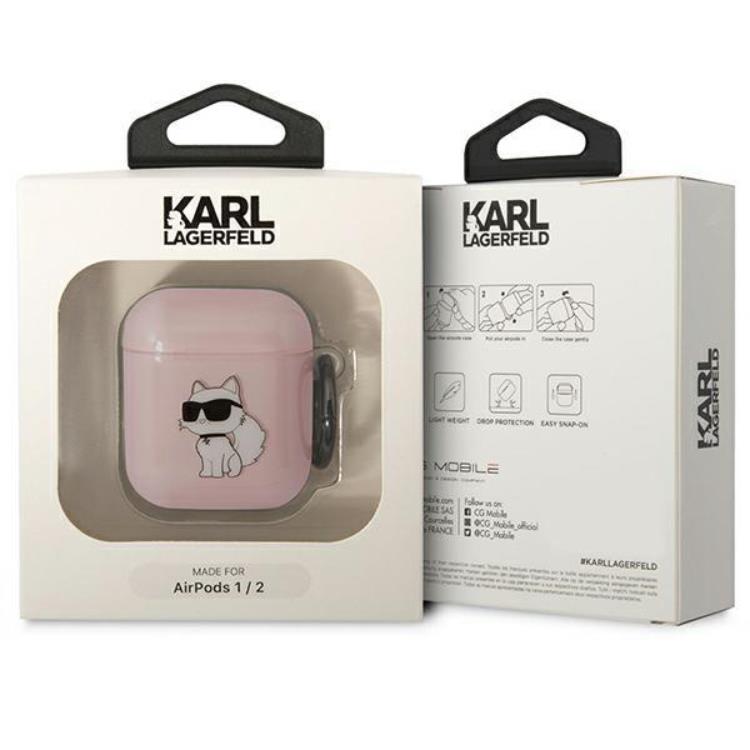 KARL LAGERFELD KARL LAGERFELD AirPods 1/2 Skal Ikonik Choupette - Rosa