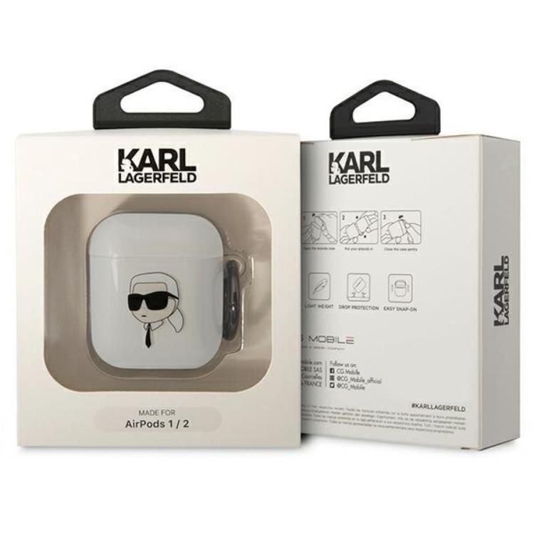 KARL LAGERFELD KARL LAGERFELD AirPods 1/2 Skal Karl`s Head - Clear