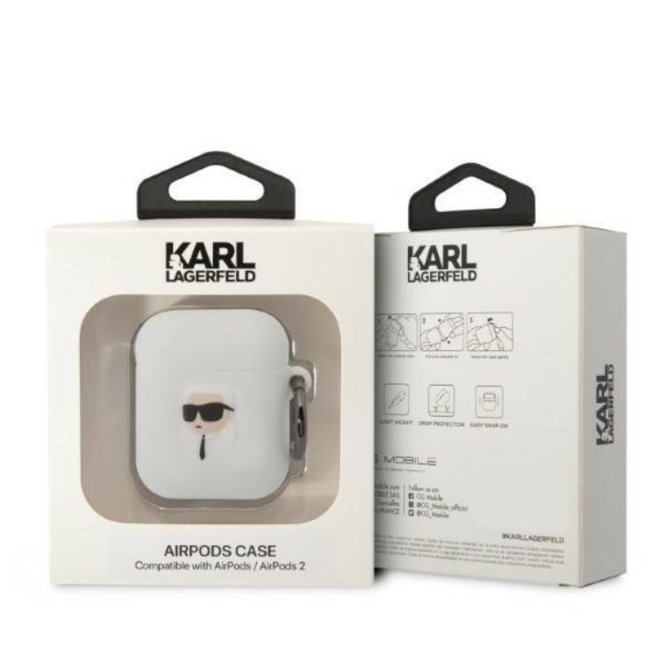 KARL LAGERFELD KARL LAGERFELD AirPods 1/2 Skal Silicone Karl Head 3D - Vit
